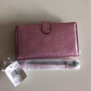 Coach Metallic Pink Wristlet NWT